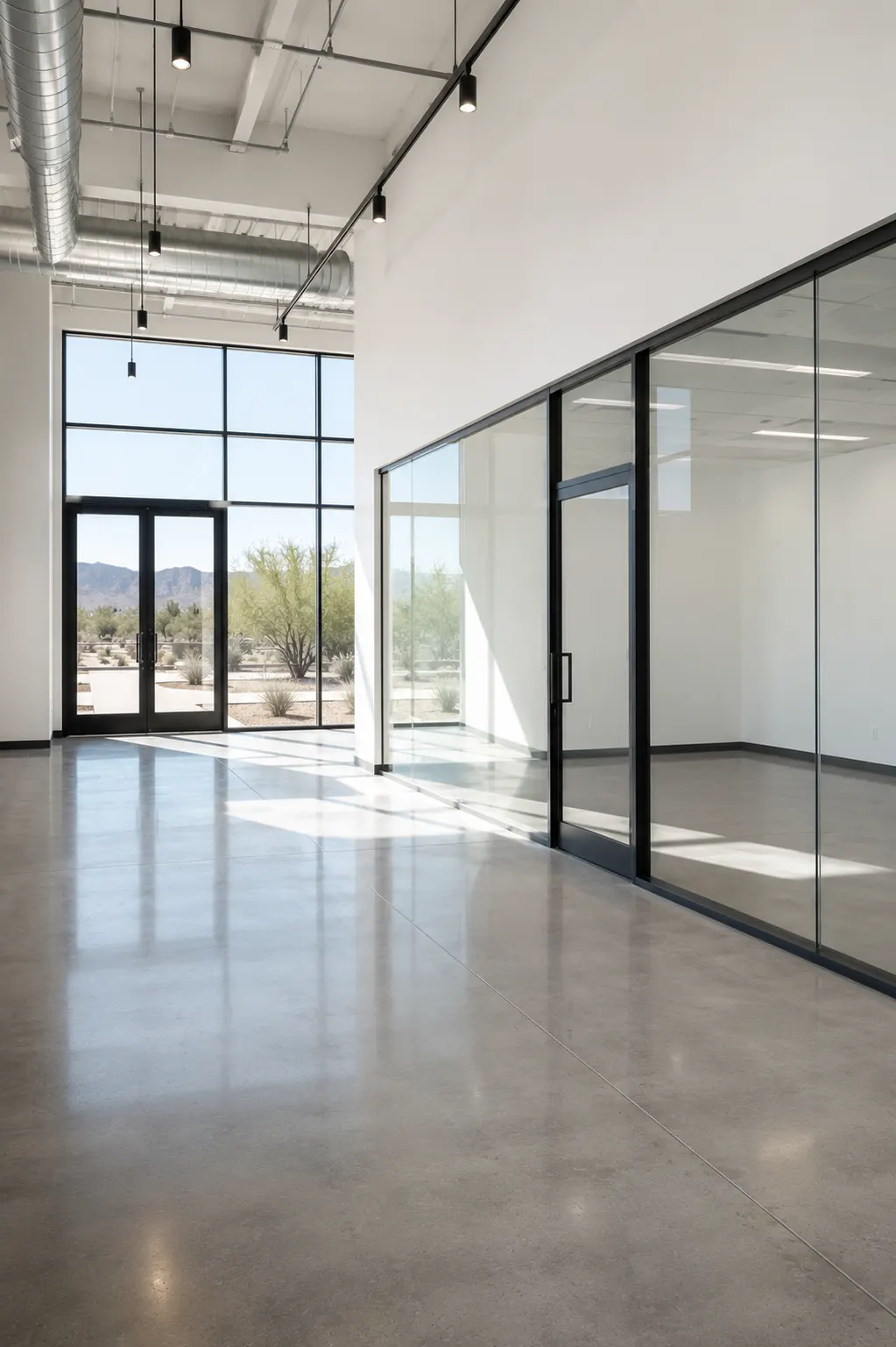 A newly finished commercial interior, cleaned and ready for handover